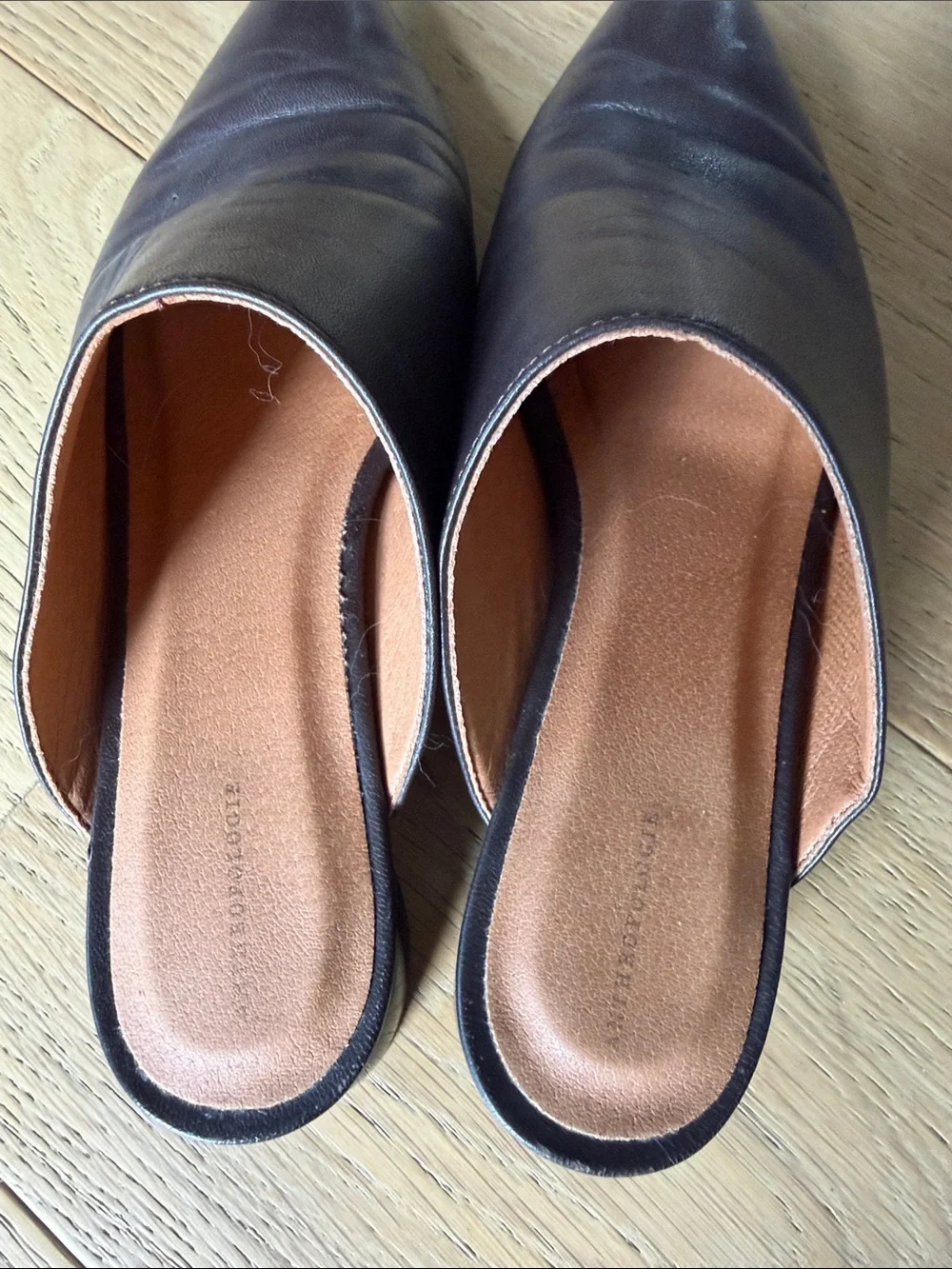 Anthropologie Women’s  Pointed Leather Mules in Dark Brown
